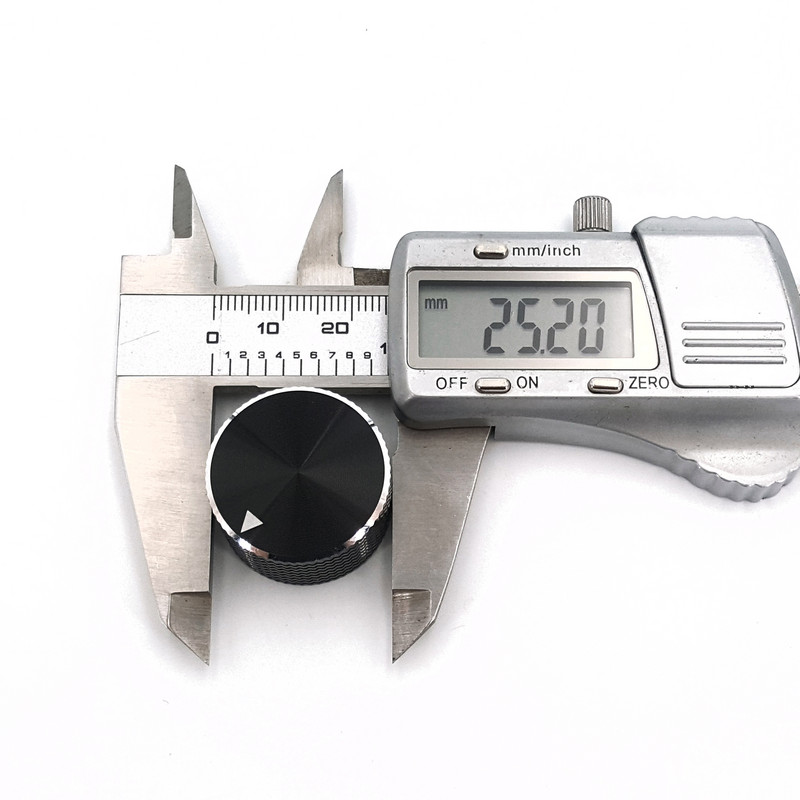 Cieta alumīnija sakausējuma 25 x 15,5 mm skaļuma rotācijas kontroles 6 mm diametra potenciometra vāciņa poga