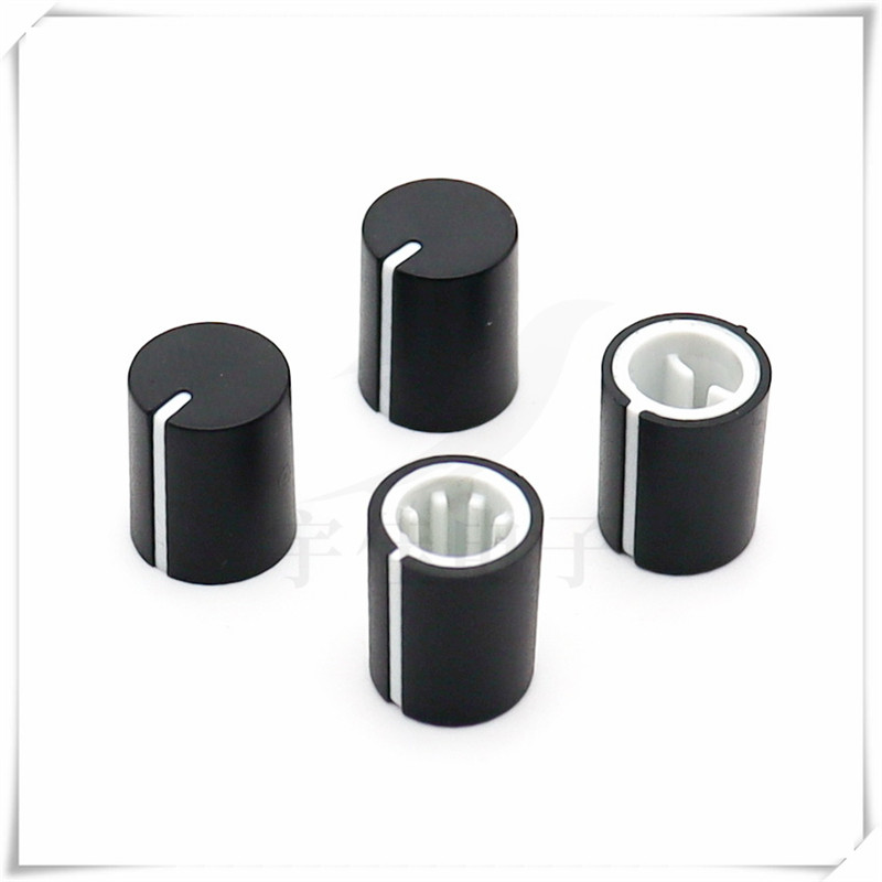 10 gabali plastmasas regulēšanas pogas diametrs 11 mm augstums 13,5 mm plastmasas pogas vāciņš 180 grādu D formas / ziedu ass iekšējais caurums 6 mm