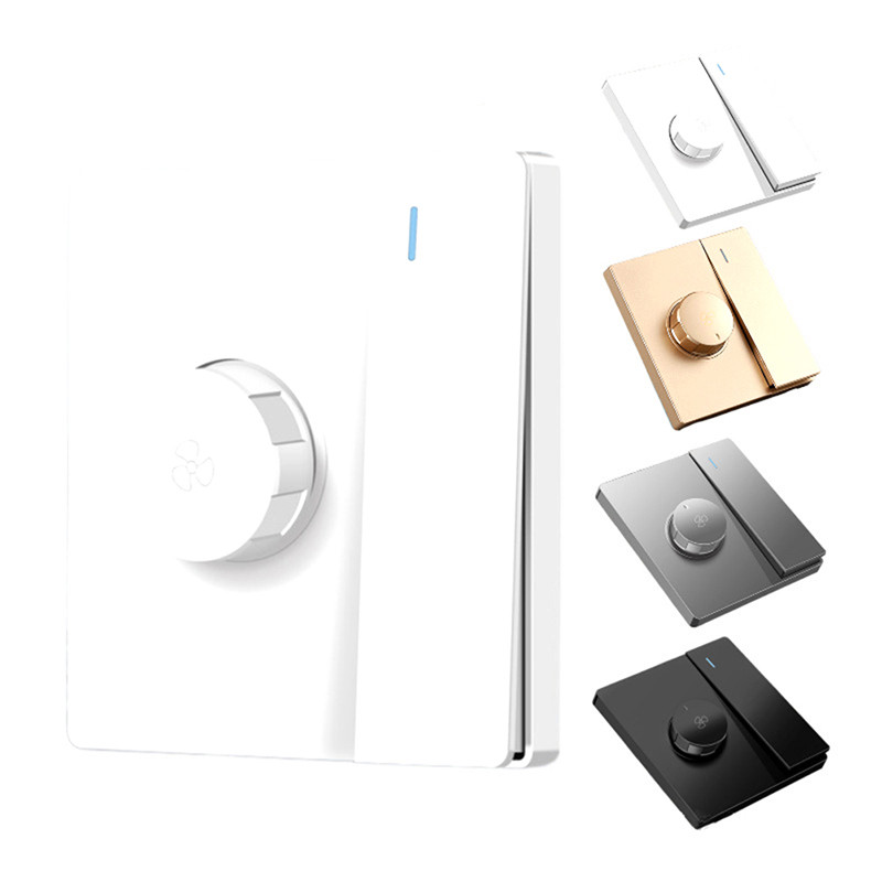 220V universāla regulēšana griestu ventilatora ātruma kontroles slēdzis sienas poga reostata slēdzis bezpakāpju zobratu ventilatora ātruma regulētājs