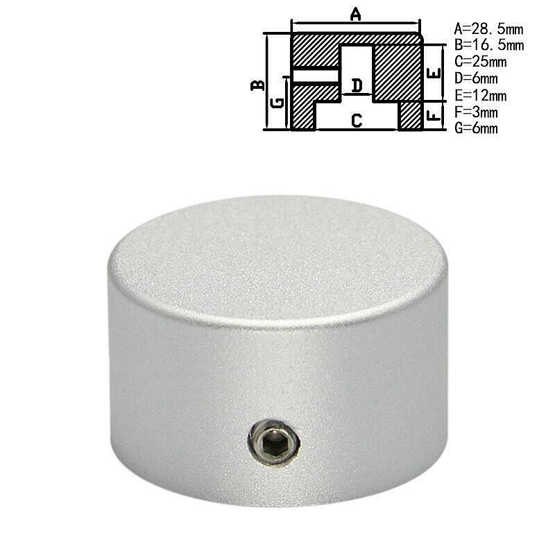 1 tk tipptasemel alumiiniumist nupuga potentsiomeetri nupu helitugevuse lüliti pöördkodeerija nupud hõbedased/mustad