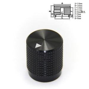 Tipptasemel alumiiniumist nupuga potentsiomeetri nupp 17 * 17 mm / 14 * 16 mm helitugevuse lüliti pöörlevad kodeerija nupud