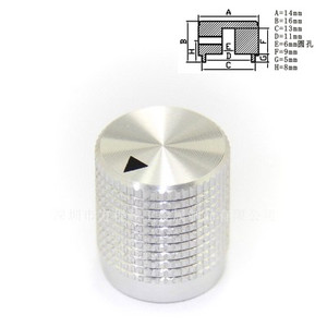 Tipptasemel alumiiniumist nupuga potentsiomeetri nupp 17 * 17 mm / 14 * 16 mm helitugevuse lüliti pöörlevad kodeerija nupud