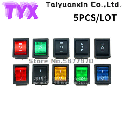 5PCS KCD4 Rocker Switch Διακόπτης τροφοδοσίας 6 Pins 4pins 3Position 2Position with Light 16A 250VAC 20A 125VAC Το βέλος επαναφέρεται