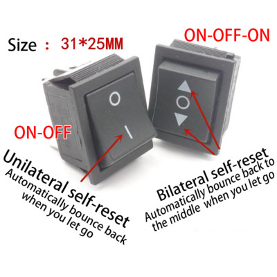 5GB KCD4 svirslēdzis Barošanas slēdzis 6kontakti 4kontakti 3pozīcija 2pozīcija ar gaismu 16A 250VAC 20A 125VAC Bultiņa ir atiestatīta