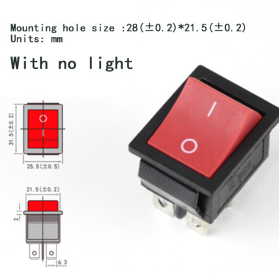5GB KCD4 svirslēdzis Barošanas slēdzis 6kontakti 4kontakti 3pozīcija 2pozīcija ar gaismu 16A 250VAC 20A 125VAC Bultiņa ir atiestatīta