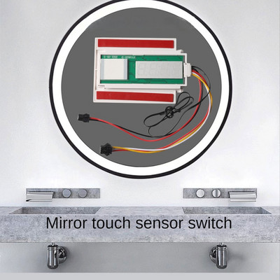 DC12V Αισθητήρας αφής ενός κουμπιού με ένδειξη θερμοκρασίας ρολογιού Διακόπτης αφής LED για καθρέφτη μπάνιου Y5GB