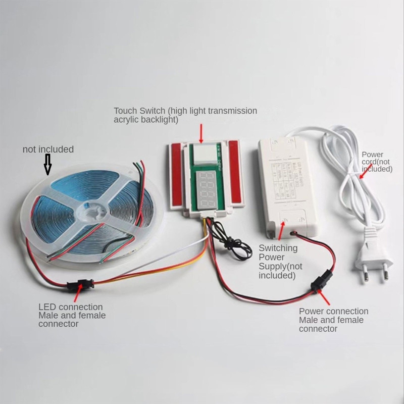 DC12V vienas pogas pieskāriena sensors ar pulksteņa temperatūras displeja LED skārienslēdzi tualetes vannas istabas spogulim Y5GB