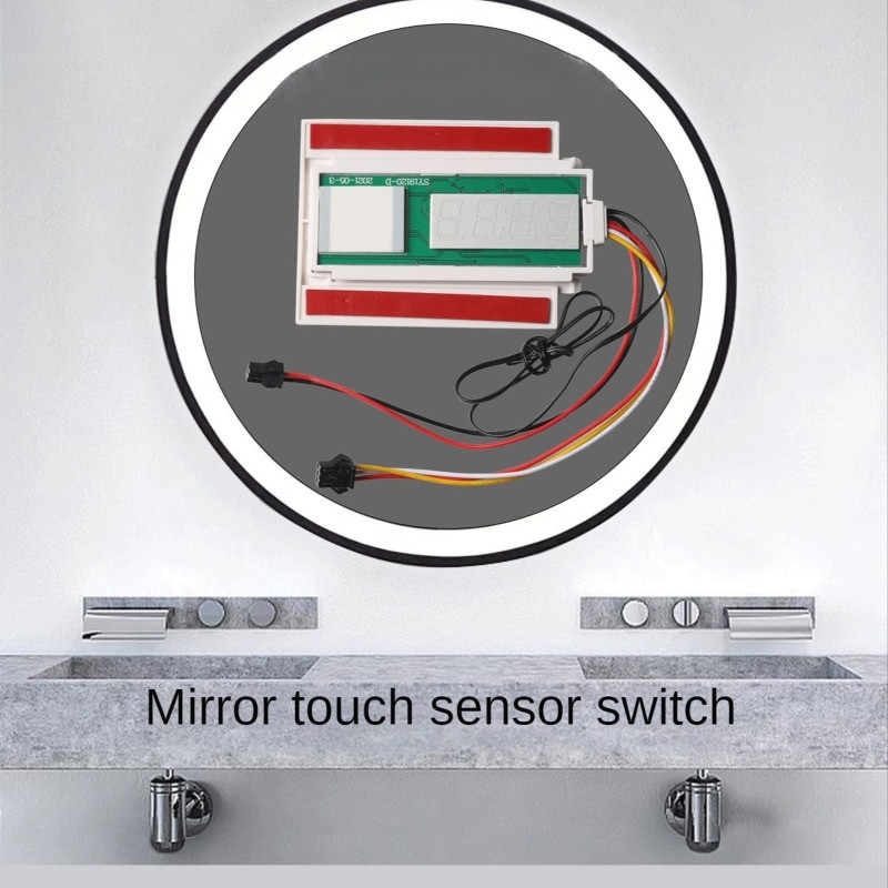 Senzor DC12V cu un singur buton cu afișaj temperatură a ceasului Comutator tactil LED pentru oglindă de baie Baduglobal.ro