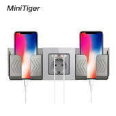 Esooli pelēks sienas kontaktligzdas tālruņa turētājs Viedtālruņa piederumu statīva atbalsts mobilajam telefonam viena / divu tālruņu turētājs