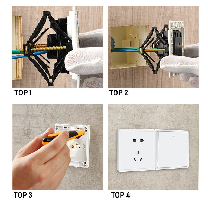 1 komplekts (6 gab.) Sienas kontaktligzdas apakšējās kastes remonta ierīce 86 mm tipa sienas slēdzis apakšējā kārba Fiksēta atbalsta stieņa elektriskie piederumi