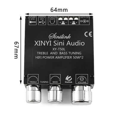 Stereo digitaalne võimsusvõimendi plaat Bluetoothiga ühilduv XY-C50L kahe kanaliga 2.0 2.1 BT5.0 võimendi moodul 100 W*2 50 W*2 Uus