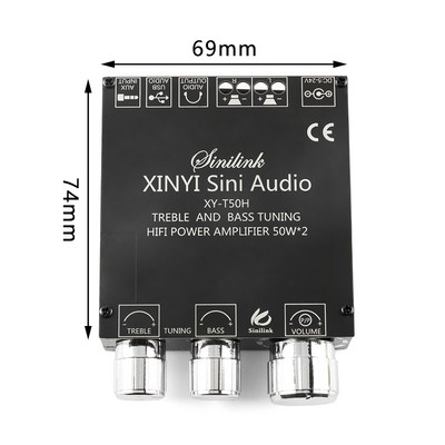 Stereo digitaalne võimsusvõimendi plaat Bluetoothiga ühilduv XY-C50L kahe kanaliga 2.0 2.1 BT5.0 võimendi moodul 100 W*2 50 W*2 Uus