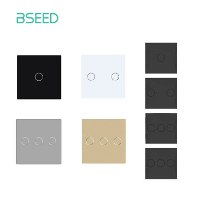 BSEED 47*47mm Διακόπτης φωτός αφής τοίχου Small Glass Panel DIY Part 1/2/3Gang New Curtain Dimmer Pattern Crystal Glass Parts