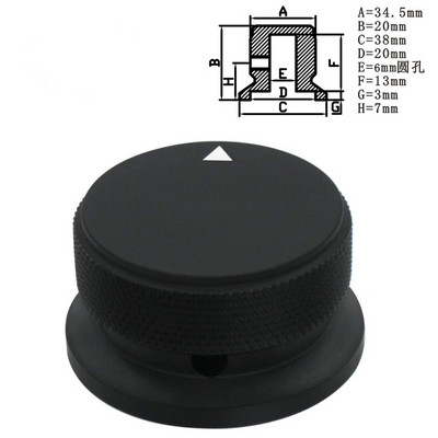 1 gab Augstas klases CNC mehāniski apstrādāts 34x20 38x20x6 mm diametra caurums alumīnija sakausējuma potenciometra vadības pogas skaļuma audio kodētāja pogas vāciņš