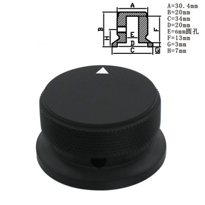 1 gab Augstas klases CNC mehāniski apstrādāts 34x20 38x20x6 mm diametra caurums alumīnija sakausējuma potenciometra vadības pogas skaļuma audio kodētāja pogas vāciņš