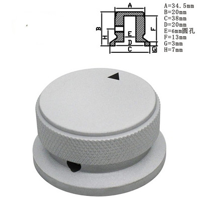 1 gab Augstas klases CNC mehāniski apstrādāts 34x20 38x20x6 mm diametra caurums alumīnija sakausējuma potenciometra vadības pogas skaļuma audio kodētāja pogas vāciņš