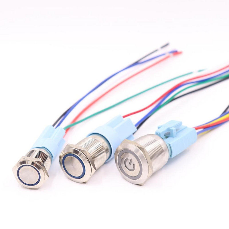 16 mm 19 mm 22 mm Metalna tipkana sklopka Utičnica Konektor Kabelska utičnica za metalnu tipkalnu sklopku Ožičenje 5 žica