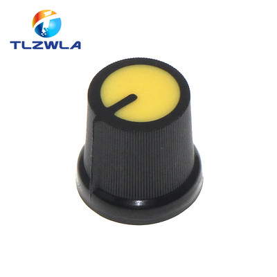 25GAB WH148 AG3 potenciometra kloķis vāciņš AG3 plastmasas rokturis diametram 6mm plūmju rokturis dzeltens oranžs zils balts sarkans *5 gab.=25