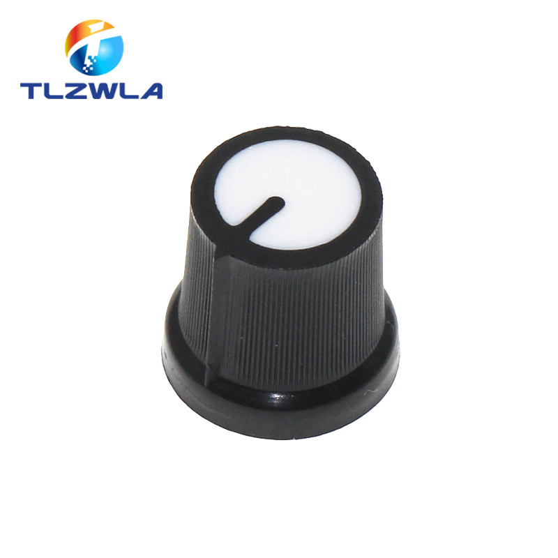 25GAB WH148 AG3 potenciometra kloķis vāciņš AG3 plastmasas rokturis diametram 6mm plūmju rokturis dzeltens oranžs zils balts sarkans *5 gab.=25