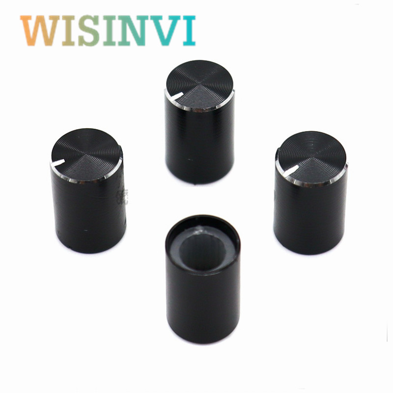 10PCS 10*15mm crna srebrna aluminijska legura tipke kapa 10mm*15mm unutarnja rupa 6MM pojačalo audio potenciometar za glasnoću DIY tipka