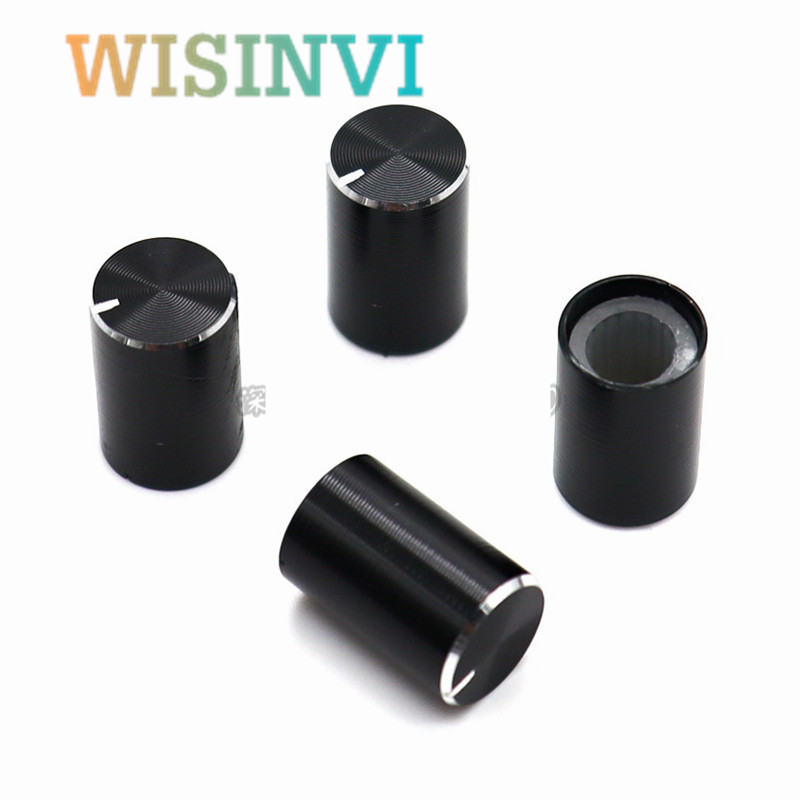 10PCS 10*15mm crna srebrna aluminijska legura tipke kapa 10mm*15mm unutarnja rupa 6MM pojačalo audio potenciometar za glasnoću DIY tipka