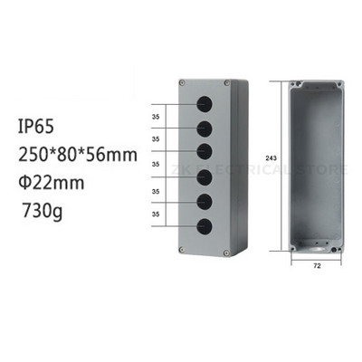 Metāla lieta alumīnija ūdensnecaurlaidīgs pogu slēdža vadības kārbas atvere 22 mm avārijas apturēšanas slēdža pogu kārba alumīnija sakausējuma 1234 caurums