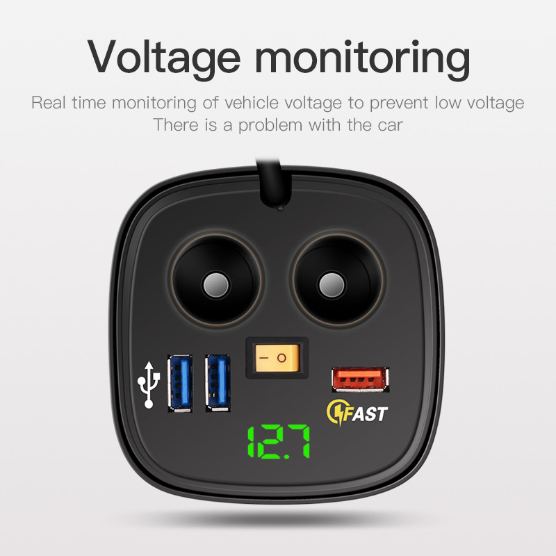 QC3.0 kahe USB-topsihoidiku autolaadija adapteri kiirlaadimine sigaretisüütaja voltmeetri ekraani pesa veekindel toitelüliti