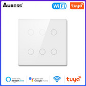 AUBESS Tuya WiFi viedais slēdzis Brazīlijas 4 x 4 skārienekrāna panelis 4/6 grupas gaismas slēdža lietojumprogrammas vadība Darbs ar Alexa Google sākumlapu