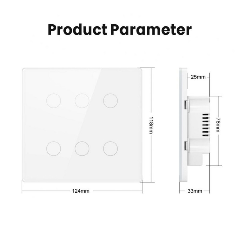 AUBESS Tuya WiFi viedais slēdzis Brazīlijas 4 x 4 skārienekrāna panelis 4/6 grupas gaismas slēdža lietojumprogrammas vadība Darbs ar Alexa Google sākumlapu