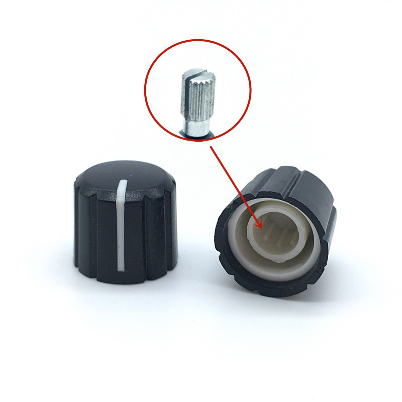 10 kom/lot Potenciometar Encoder Trakasti prekidač Plastična kapica gumba 15 x 13,5 mm Poluosovina Plum osovina Vrsta crna