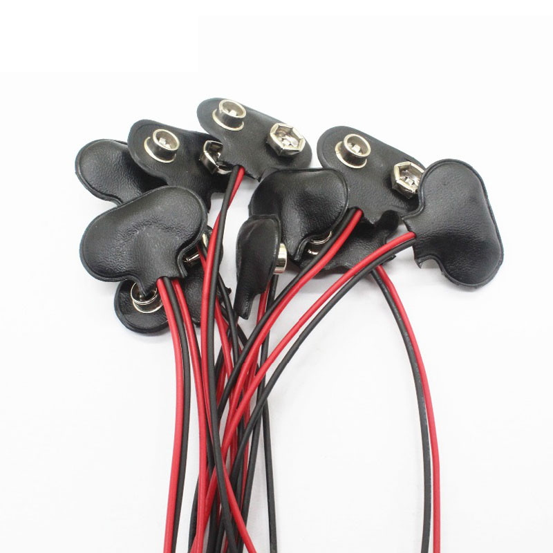 5/10/20/50 tk T-tüüpi I-tüüpi 9 V patareihoidja klõpsuga ühendusklamber koos 6,5/10/15 cm kaablijuhtme juhtmega 6F22 akupistiku pandlaga