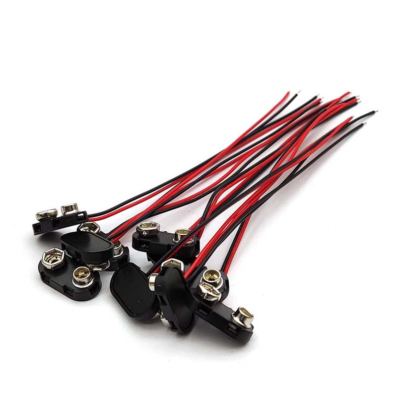 5/10/20/50 tk T-tüüpi I-tüüpi 9 V patareihoidja klõpsuga ühendusklamber koos 6,5/10/15 cm kaablijuhtme juhtmega 6F22 akupistiku pandlaga