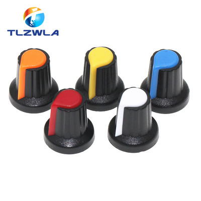 25TK WH148 AG2 Potentsiomeetri nupp kork AG2 Plastikust nupp läbimõõduga 6mm ploomi käepide Kollane oranž Sinine Valge Punane *5TK=25TK