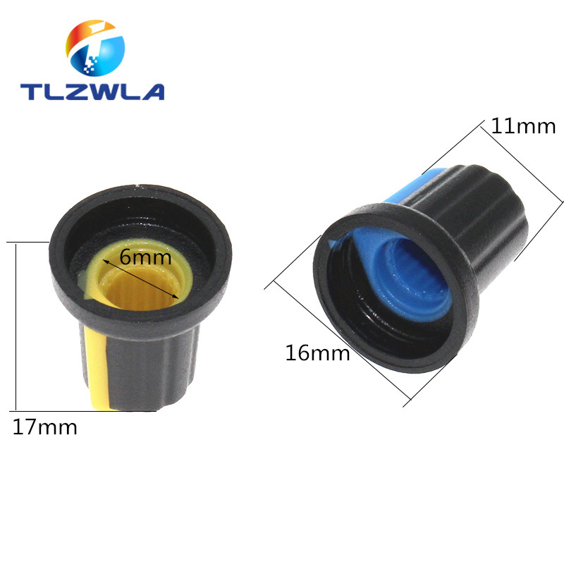 25TK WH148 AG2 Potentsiomeetri nupp kork AG2 Plastikust nupp läbimõõduga 6mm ploomi käepide Kollane oranž Sinine Valge Punane *5TK=25TK