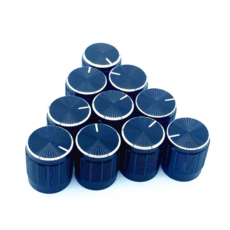 5tk 15*17mm alumiiniumsulamist potentsiomeetri nupp ploomiõite helitugevuse reguleerimise nupu kork kuldne ja hõbemust