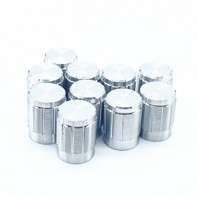 5tk 15*17mm alumiiniumsulamist potentsiomeetri nupp ploomiõite helitugevuse reguleerimise nupu kork kuldne ja hõbemust