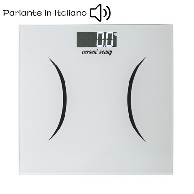Цифрова италианска говореща везна за телесно тегло с голям LCD за слабо зрение, големи стъклени ултратънки везни TSC10-20-IT