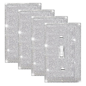 4 бр. Диамантен стикер на панела на превключвателя, стандартен американски кристал, капак за стенна плоча, блясък, светлина, кристал, декоративен Bling Outlet