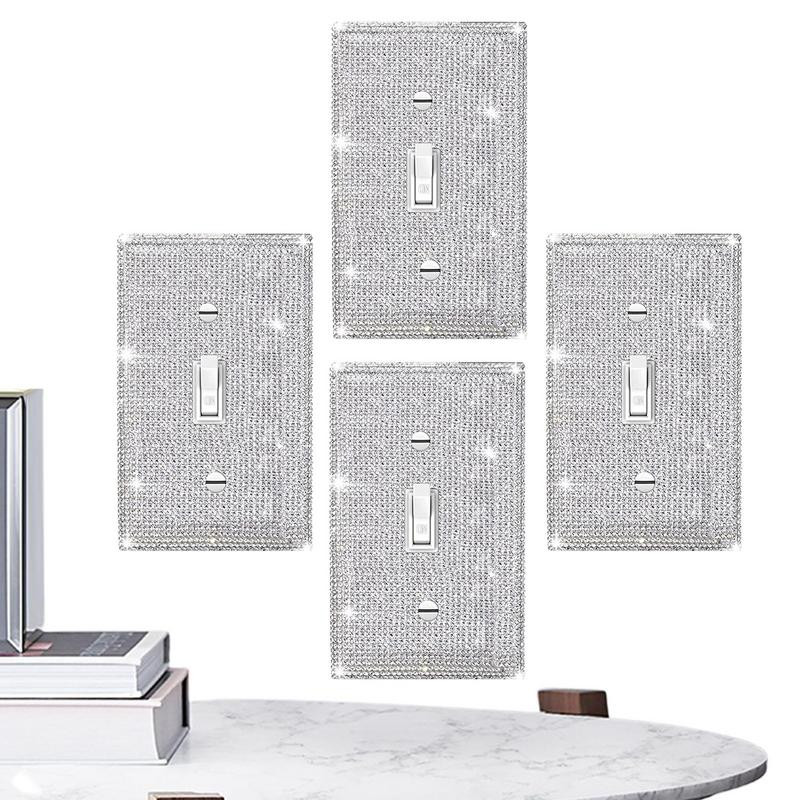 Dijamantna naljepnica na ploči prekidača od 4 komada, američki standardni zidni poklopac sa vještačkim kamenčićima, svjetlucavi kristalni ukrasni blistavi izlaz