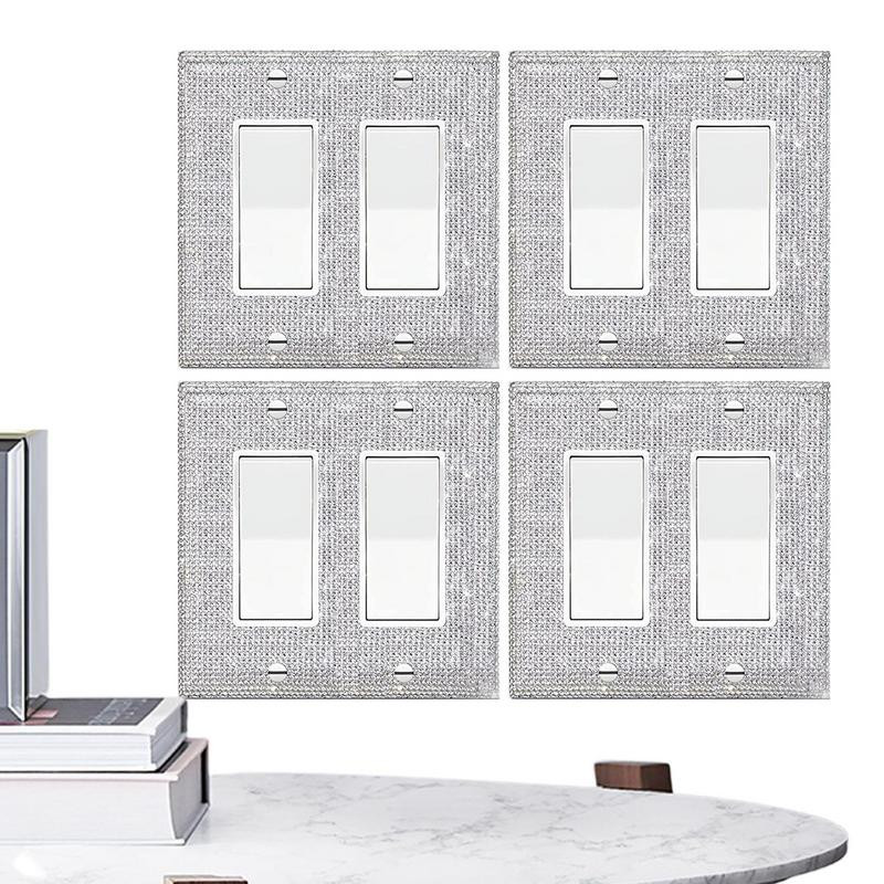 Dijamantna naljepnica na ploči prekidača od 4 komada, američki standardni zidni poklopac sa vještačkim kamenčićima, svjetlucavi kristalni ukrasni blistavi izlaz