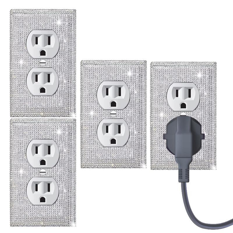 Dijamantna naljepnica na ploči prekidača od 4 komada, američki standardni zidni poklopac sa vještačkim kamenčićima, svjetlucavi kristalni ukrasni blistavi izlaz