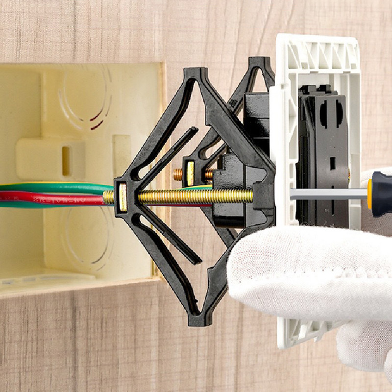 10 gab. Metāla sienas kontaktligzdas apakšējās kastes remonta ierīce 86 mm sienas slēdzis apakšējā kastes skrūve, fiksēts atbalsta stieņa elektriskie piederumi