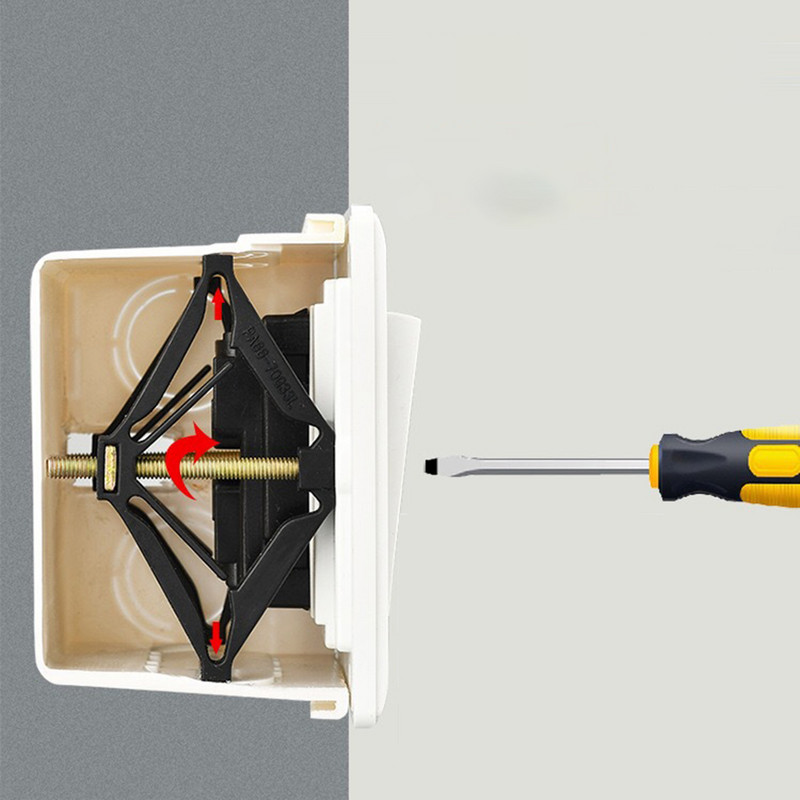 10 gab. Metāla sienas kontaktligzdas apakšējās kastes remonta ierīce 86 mm sienas slēdzis apakšējā kastes skrūve, fiksēts atbalsta stieņa elektriskie piederumi