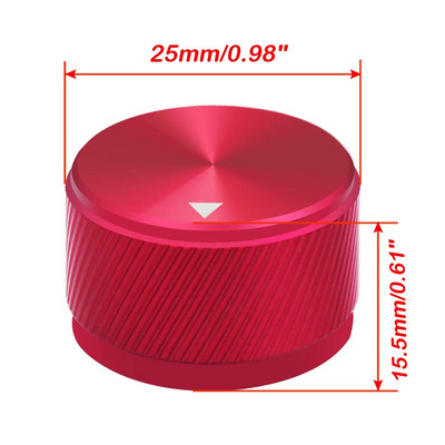 2gab 25 x 15,5 mm (diametrs x augstums) 6 mm vārpsta alumīnija rotācijas elektroniskās vadības potenciometra rokturis skaļuma regulēšanas poga 25 * 15,5 mm