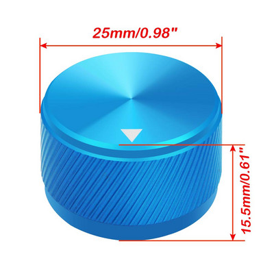 2gab 25 x 15,5 mm (diametrs x augstums) 6 mm vārpsta alumīnija rotācijas elektroniskās vadības potenciometra rokturis skaļuma regulēšanas poga 25 * 15,5 mm
