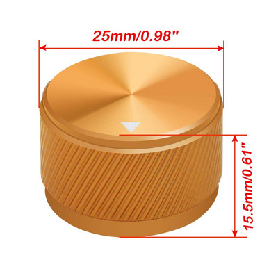 2gab 25 x 15,5 mm (diametrs x augstums) 6 mm vārpsta alumīnija rotācijas elektroniskās vadības potenciometra rokturis skaļuma regulēšanas poga 25 * 15,5 mm