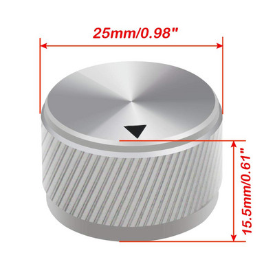 2gab 25 x 15,5 mm (diametrs x augstums) 6 mm vārpsta alumīnija rotācijas elektroniskās vadības potenciometra rokturis skaļuma regulēšanas poga 25 * 15,5 mm