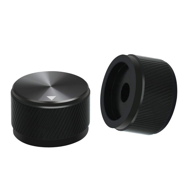 2gab 25 x 15,5 mm (diametrs x augstums) 6 mm vārpsta alumīnija rotācijas elektroniskās vadības potenciometra rokturis skaļuma regulēšanas poga 25 * 15,5 mm