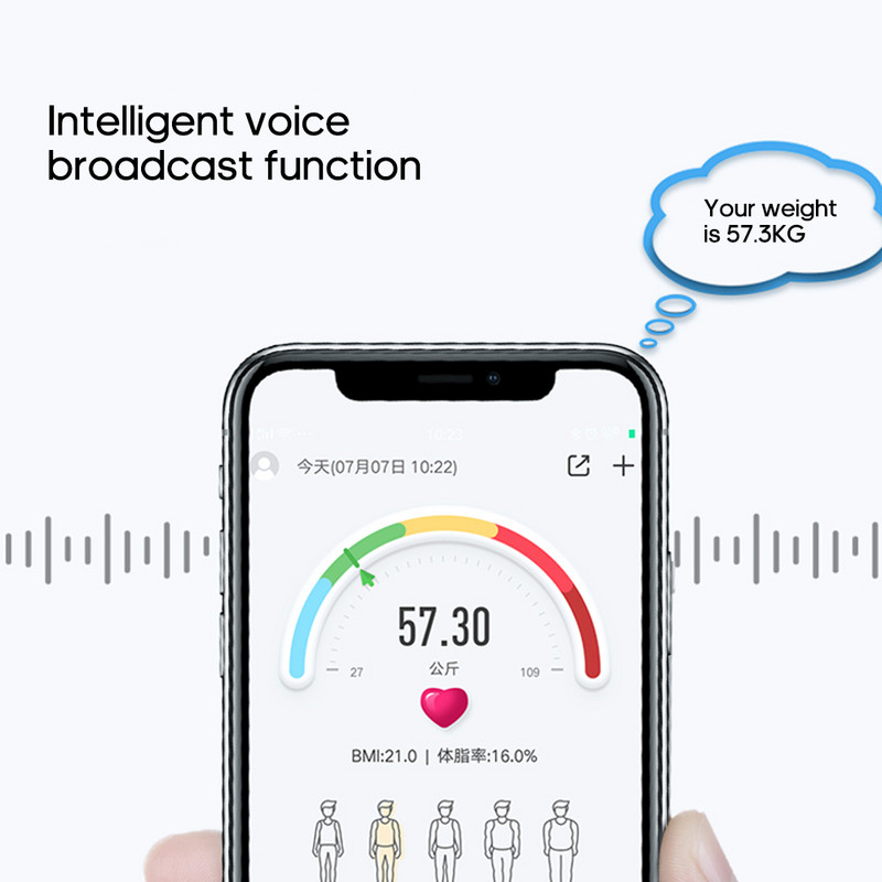 Intelligentne keharasvakaal BT elektrooniline digitaalne kaalukaal keha koostise analüsaator nutitelefoni rakendusega