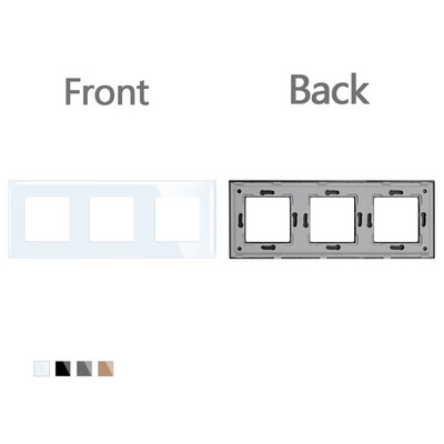 TAWOIA DIY dijelovi Crno-bijela Glod Siva ploča od kristalnog stakla za zidnu utičnicu Ploča samo s prekidačem na dodir s metalnim okvirom